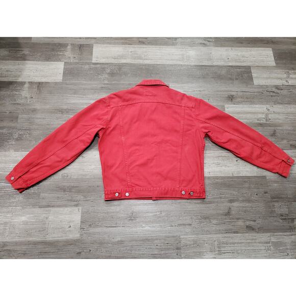 Vintage Guess Red Denim Button Up Collared Jacket Made in USA American Tradition - Picture 4 of 10